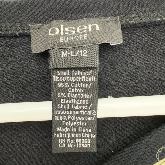OLSEN‎ EUROPE Black Leopard Print Jersey Pullover Top M/L 12 - Picture 3 of 4